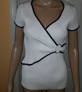 Wrap style sweater with rhinestone detail